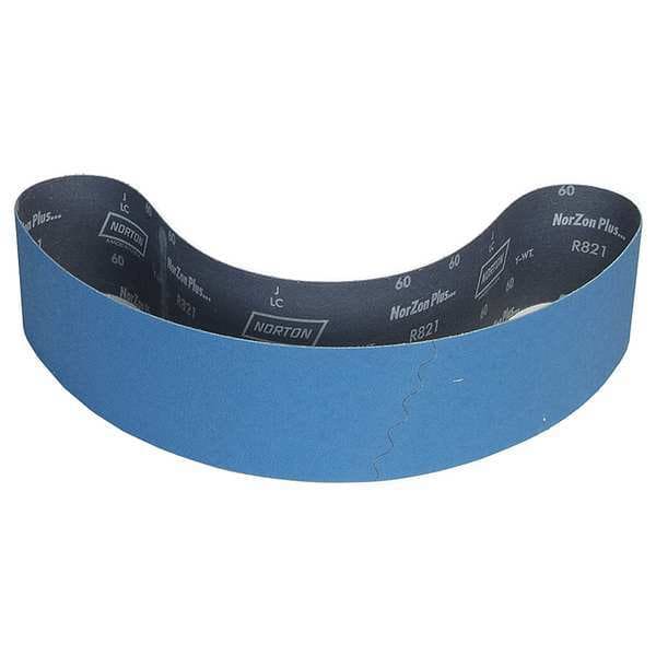 Norton Abrasives Sanding Belt, 4 in W, 59 in L, Coated, Zirconia Alumina, 40 Grit, Extra Coarse, BlueFire R831, Blue - 78072755678