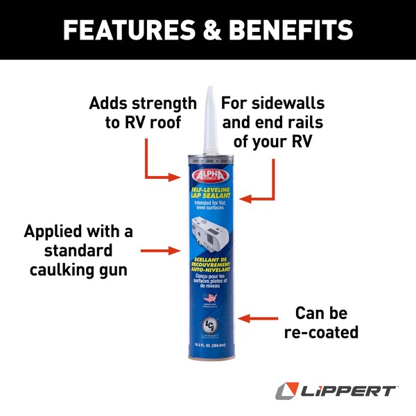 Lippert 1021 BLACK UPC LOW VOC SELF LEVELING SEALANT - 10.3 OZ TUBE - 862145