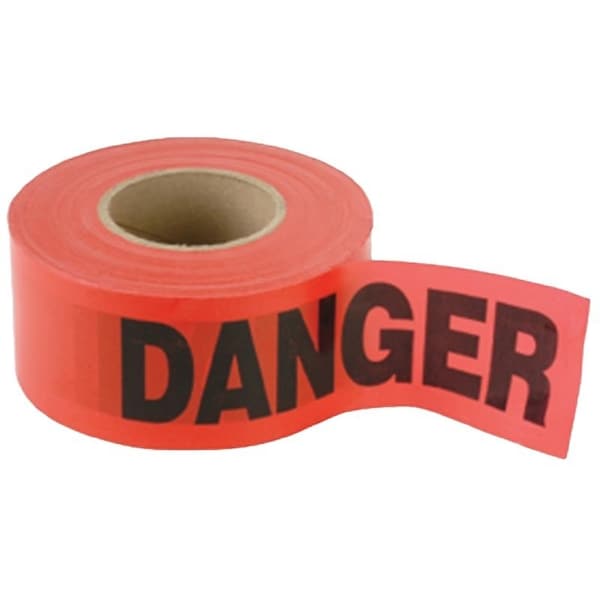 C.H. Hanson Barricade Safety Tape, 1000 ft L, 3 in W, Red, Polyethylene - 16003