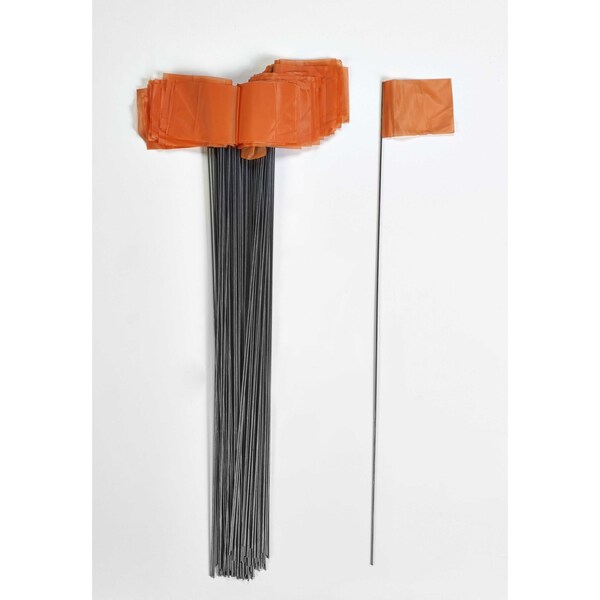 Mutual Industries 2.5" X 3.5" X 21" Wire Orange Flags, 1000C - 15901-45-21
