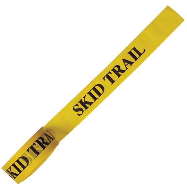 Zoro Select Flagging Tape, Skid Trail, Yellow, 1 1/2 in Wide x 300 ft Length, Vinyl, 2 mil - CUYBK54-200