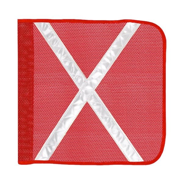 Safetywhips Warning Whip Flag, Orange Mesh, White Reflective X, 16 Length - FLAG16-R-XW