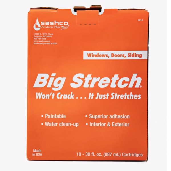 Big Stretch Sashco Big Stretch Black Elastomeric Acrylic Latex Door/Siding/ Window Caulk Sealant 10.5 oz - 10004