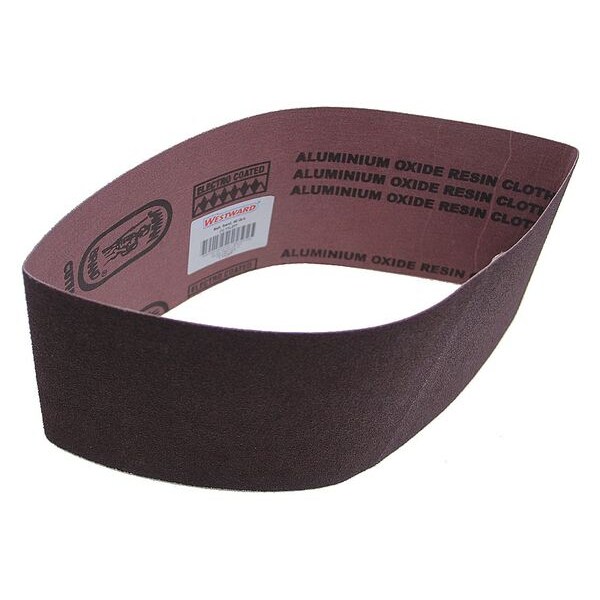 Westward Sanding Belt, Coated, 4 in W, 24 in L, 80 Grit, Medium, Aluminum Oxide, Brown - 11L277