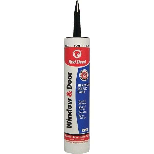 Red Devil 0 Siliconized Acrylic Caulk, Black, 20 to 180 deg F, 101 floz Cartridge - 84660