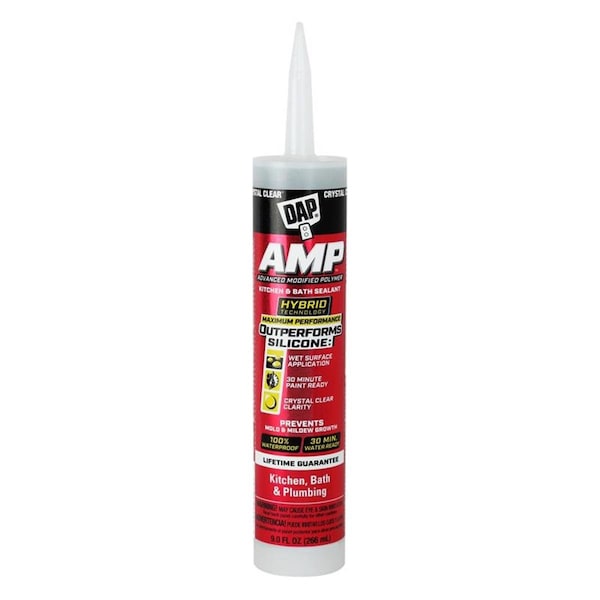 Dap 9 oz AMP Crystal Clear Polymer Advanced Hybrid Caulk Sealant, 12PK - 1025571