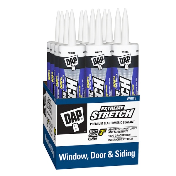 Dap Extreme Stretch Acrylic Sealant, White, 10 oz, Cylinder, Acrylic Urethane Base, White - 7079818715