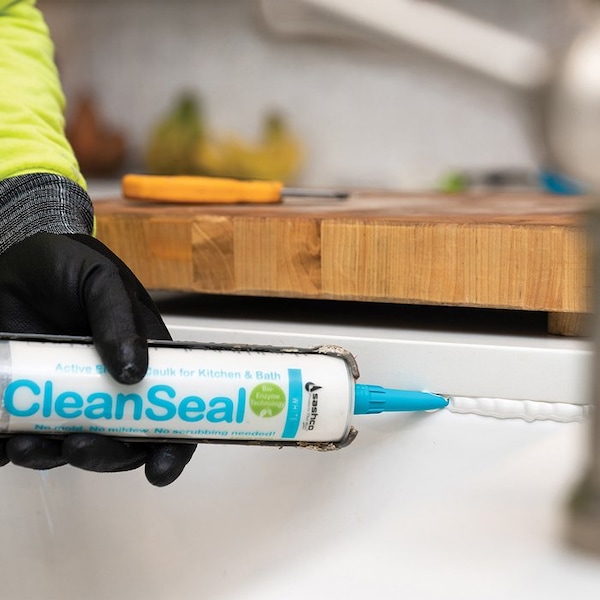 Cleanseal 10.5 Oz. Sashco White Active Enzyme Caulk for Kitchen and Bath, 12PK - 11073