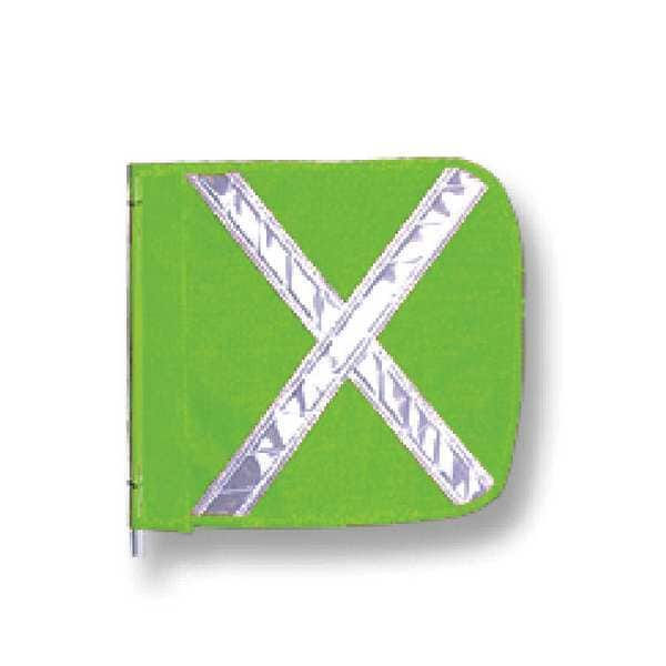 Checkers Warning Whip Flag Reflexite X, Green, Nylon Mesh, Mounting Clip - FS9025-16-G