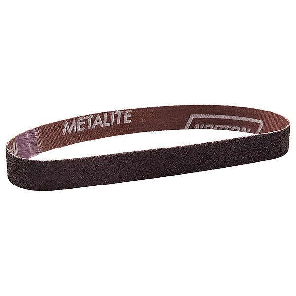 Norton Abrasives Sanding Belt, 1 in W, 24 in L, Coated, Aluminum Oxide, P80 Grit, Coarse, R283 Metalite, Maroon - 66261085068