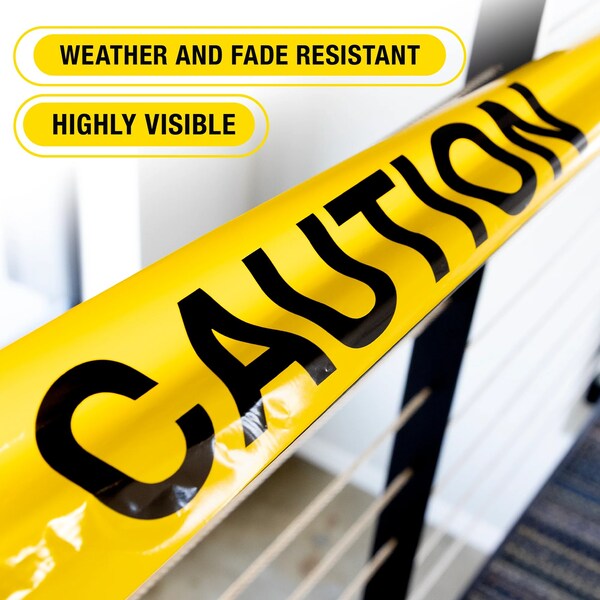 Bazic Products CAUTION Barricade Tape, Yellow, 3in. x 1000ft. - 9021