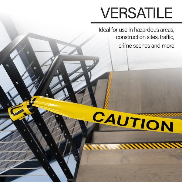 Bazic Products CAUTION Barricade Tape, Yellow, 3in. x 1000ft. - 9021