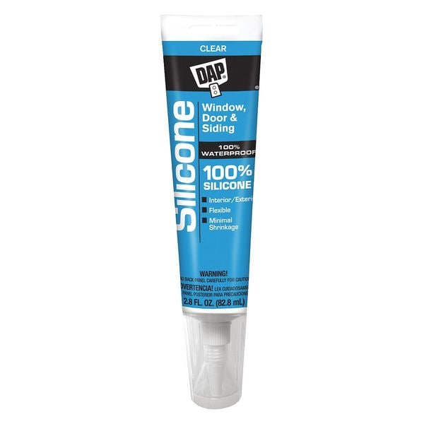 Dap Silicone Sealant, 2.8 fl oz, Tube, Clear, Silicone Base, Window, Door & Siding - 00753
