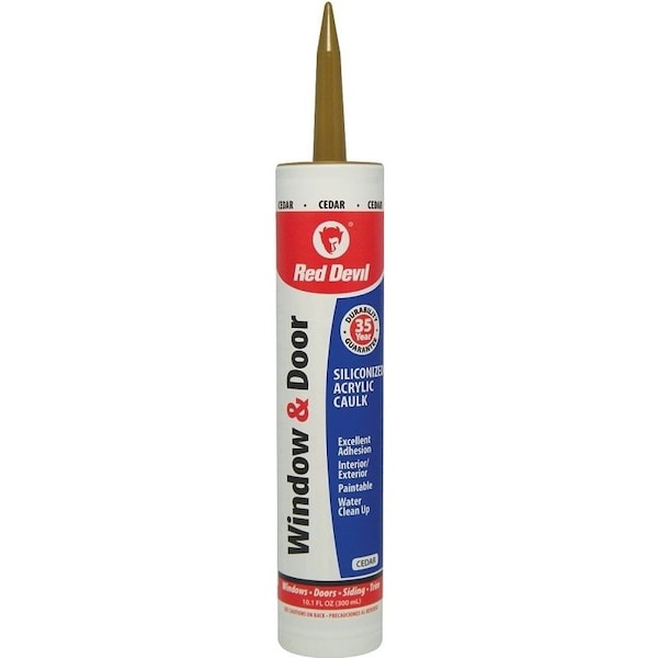 Red Devil 0 Siliconized Acrylic Caulk, Cedar, 20 to 180 deg F, 101 floz Cartridge - 84630