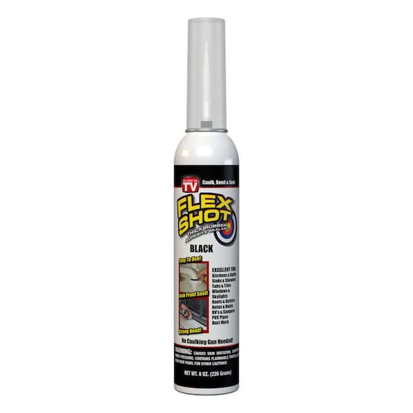 Flex Shot Flex Seal Family of Products Flex Shot Black Rubber All Purpose Waterproof Sealant 8 oz - FSH8B-4