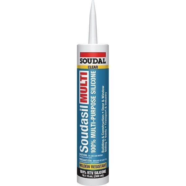 Soudal Soudasil Multi Sealant, Clear, 24 hr Curing, 35 to140 deg F, 101 oz Cartridge - 146893