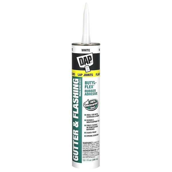 Dap Butyl-Flex 18184 Gutter and Flashing Sealant, White, Paste, 10.1 fl-oz Cartridge - 18182/18184
