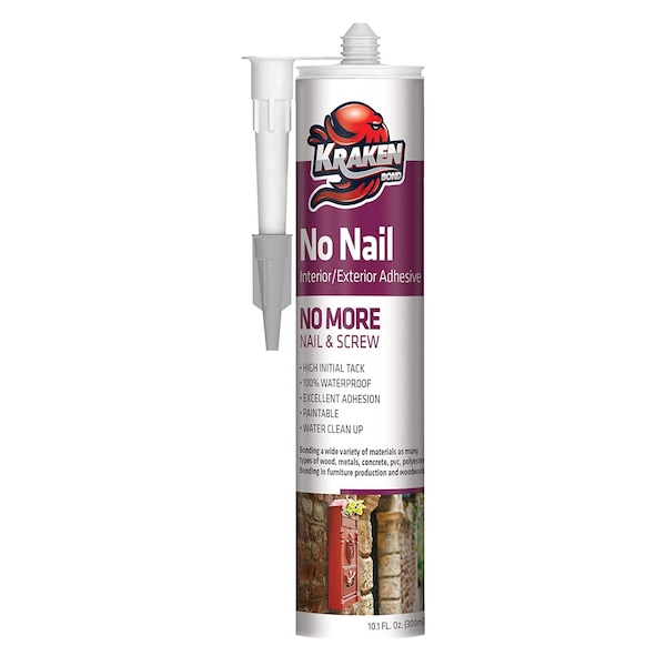 Krakenbond Krakenbond No Nail Construction Adhesive, Outdoor, Waterproof PU Sealant for Floor, Tile, Rubber 10.1 oz, Beige - KR610PA
