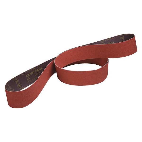 3M Cubitron Sanding Belt, 2 in W, 72 in L, Coated, Ceramic, 60 Grit, Medium, 947A, Maroon - 7100035127