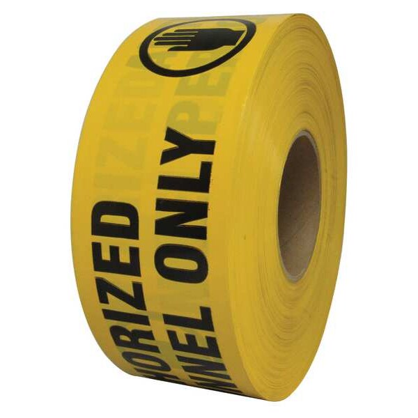 Zoro Select Barricade Tape, Authorized Personnel Only, Yellow, 3 in Wide x 1,000 ft Length, LDPE, 4 mil - 3 X 1000' 4-ML
