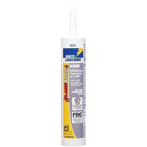 White Lightning Silicone Sealant, Red, -20 to 122 deg F, 10 oz, Cartridge - W44117010