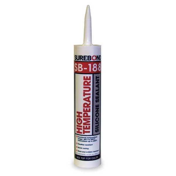 Surebond Silicone Sealant, 10 oz, Cartridge, Clear, Silicone Base, SB-188 - SB-188 T CLEAR