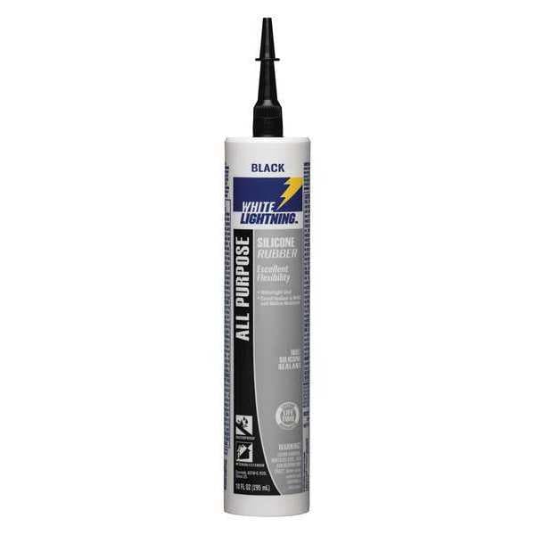 White Lightning Multipurpose Silicone Sealant, 10 oz, Black, Temp Range -50 to 450 Degrees F - W11125010