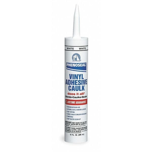 Dap Acrylic Latex Adhesive Caulk, 10 oz, Cartridge, White, Acrylic Latex Base, Phenoseal - 51136-00005