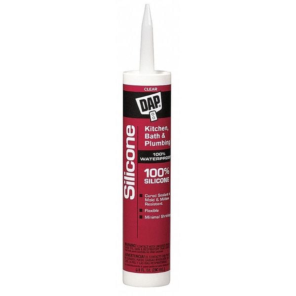Dap Silicone Sealant, 10 oz, Cartridge, Clear, Silicone Base, Kitchen, Bath & Plumbing - 8648