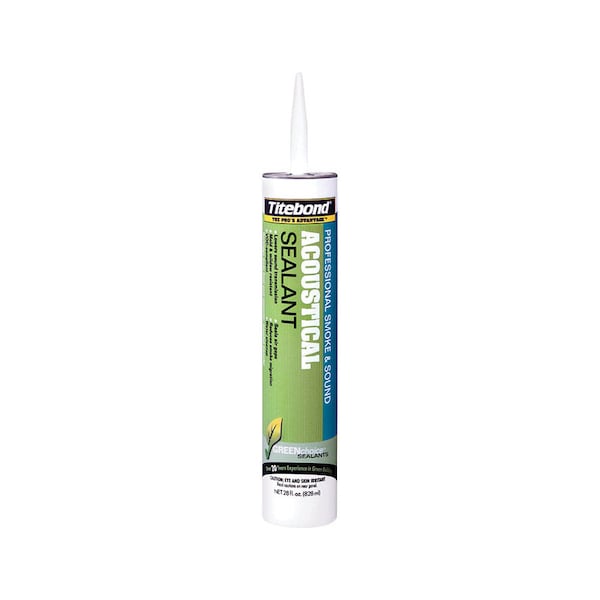 Titebond Acoustical Smoke & Sound Caulk, 28 oz, Cartridge, White, Acrylic Base - 2892