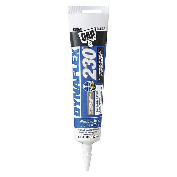 Dap Acrylic Latex Elastomeric Sealant, 6 oz, Tube, Clear, Elastomeric Latex Base, Dynaflex 230 - 18860