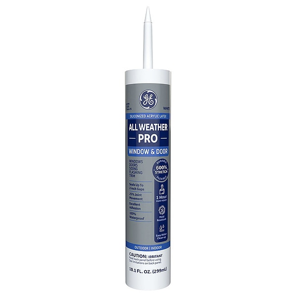 Ge Acrylic Latex Sealant, 10 oz, Cartridge, White, Acrylic Latex Base, MAX FLEX - 2863841