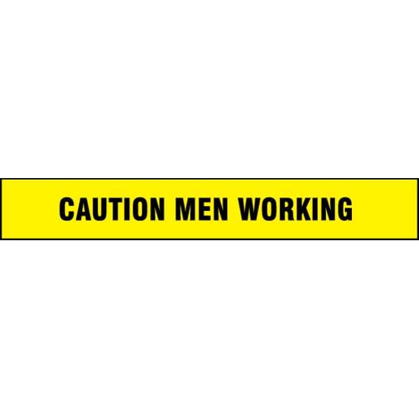 Zoro Select Barricade Tape with Reel, Caution Men Working, Yellow, 3 in Wide x 1,000 ft Length, Polyethylene - B3104Y23-200