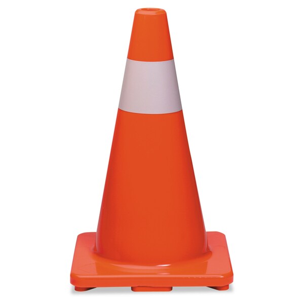Tatco Traffic Cone, PVC, 18" Height, 2.4 lbs, Orange/Silver - 25500