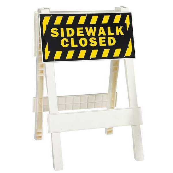 Zoro Select BARRICADE TYPE I SIDEWALK CLOSED, Non-Reflective, 53 in Height, Orange/White - 13-01-010SC