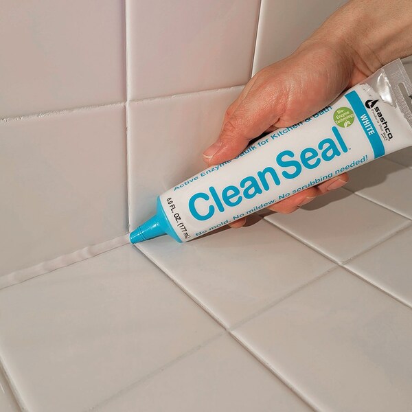 Cleanseal 6 Oz. Sashco White Active Enzyme Caulk for Kitchen and Bath - 11070