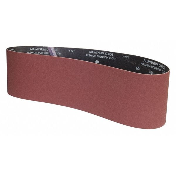 Zoro Select Sanding Belt, 6 in W, 48 in L, Coated, Aluminum Oxide, P60 Grit, Medium, YP0998W, Black - 78072775311