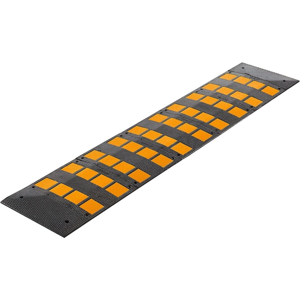 Global Industrial Speed Hump, Rubber, 1-3/16 in Height, 110 in Length, Black/Yellow - 670774