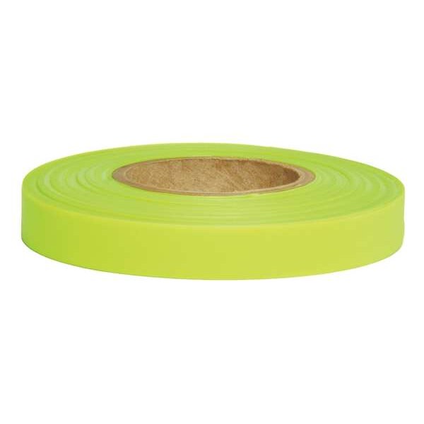 Zoro Select Flagging Tape, No Legend, Fluorescent Green, 1/2 in Wide x 150 ft Length, Vinyl, 4.5 mil - N-LG-200