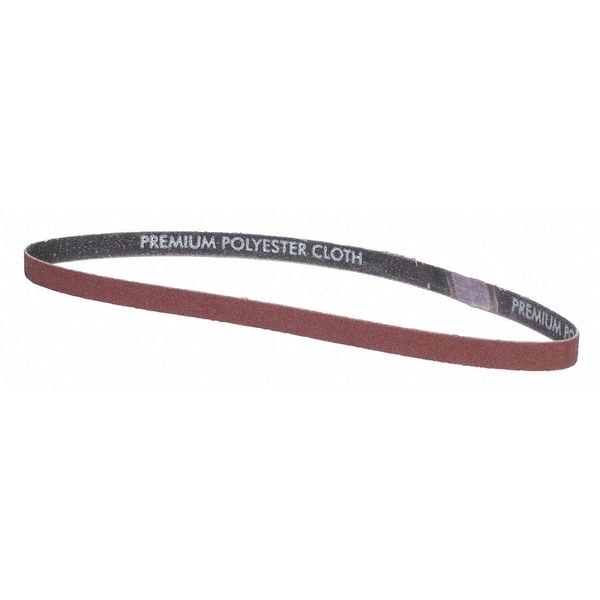 Zoro Select Sanding Belt, 1/2 in W, 24 in L, Coated, Aluminum Oxide, P80 Grit, Coarse, YP0998W, Brown - 78072775801