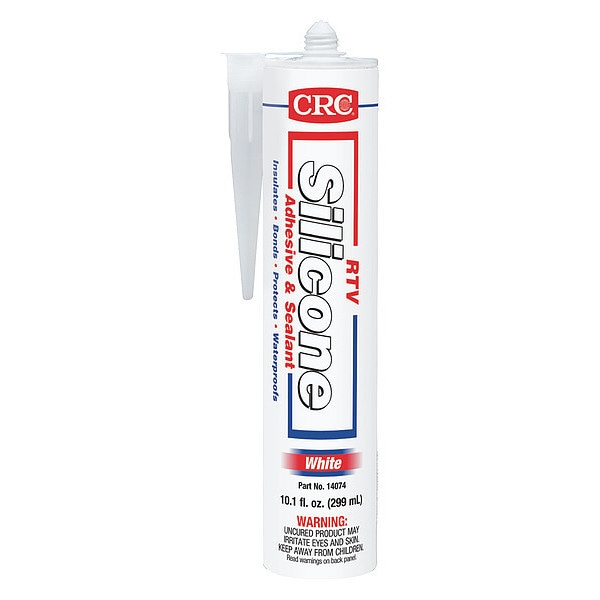 Crc RTV Silicone Sealant - White, 10.1 Fl Oz, 10.1 fl oz., White, Temp Range -70 to 400 Degrees F - 14074