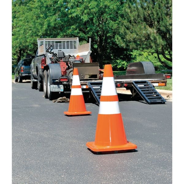 Zoro Select Traffic Cone, PVC, High-Intensity Prismatic, 36 in Height, 12 lb, Orange - 6FHC7