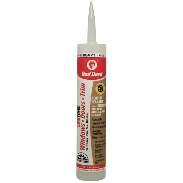 Red Devil Lifetime Acrylic Sealant, Clear, 20 to 180 deg F, 101 floz Cartridge - 0866PR