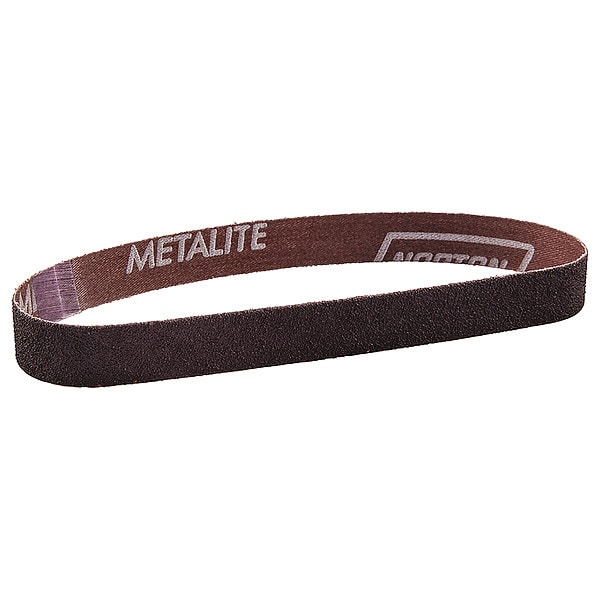 Norton Abrasives Sanding Belt, 1 in W, 24 in L, Coated, Aluminum Oxide, P120 Grit, Medium, R283 Metalite, Maroon - 66261085069