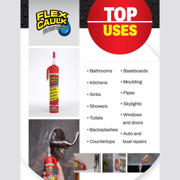 Flex Seal Flex Caulk White Polymer Advanced Hybrid Polymer Caulk 9 fl. oz. - CFSWHTR675