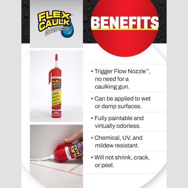 Flex Seal Flex Caulk White Polymer Advanced Hybrid Polymer Caulk 9 fl. oz. - CFSWHTR675
