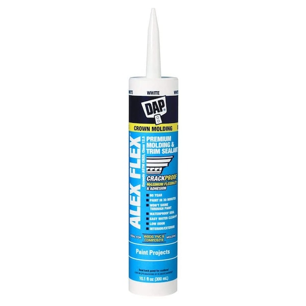 Dap Molding & Trim Sealant, 10.1 oz, Cartridge, White, Siliconized Acrylic Polymer Base - 18542