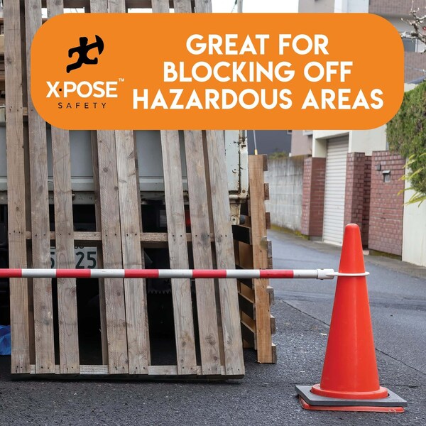 Xpose Safety Retractable Barrier for Traffic Cones White/Orange 53in to 84in - CBO53/84-1-X