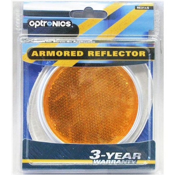 Optronics Retail Pack; 3 Armored Aluminum, Yellow, Screw Mount Reflector - RE31AS
