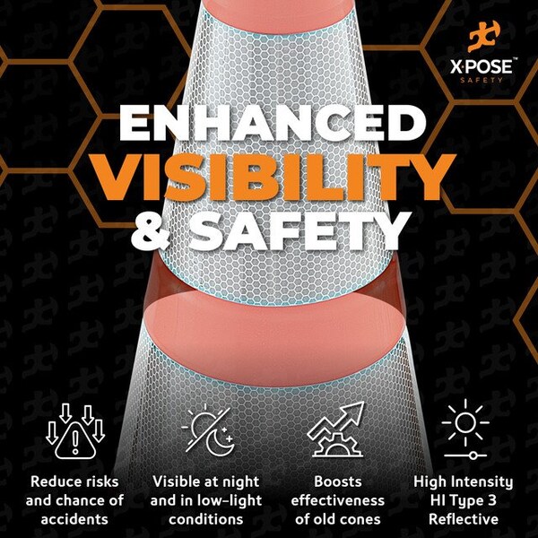 Xpose Safety Traffic Safety Cone, PVC, 28 in Height, 14 in Length, Orange - RC28-64-20-X-S